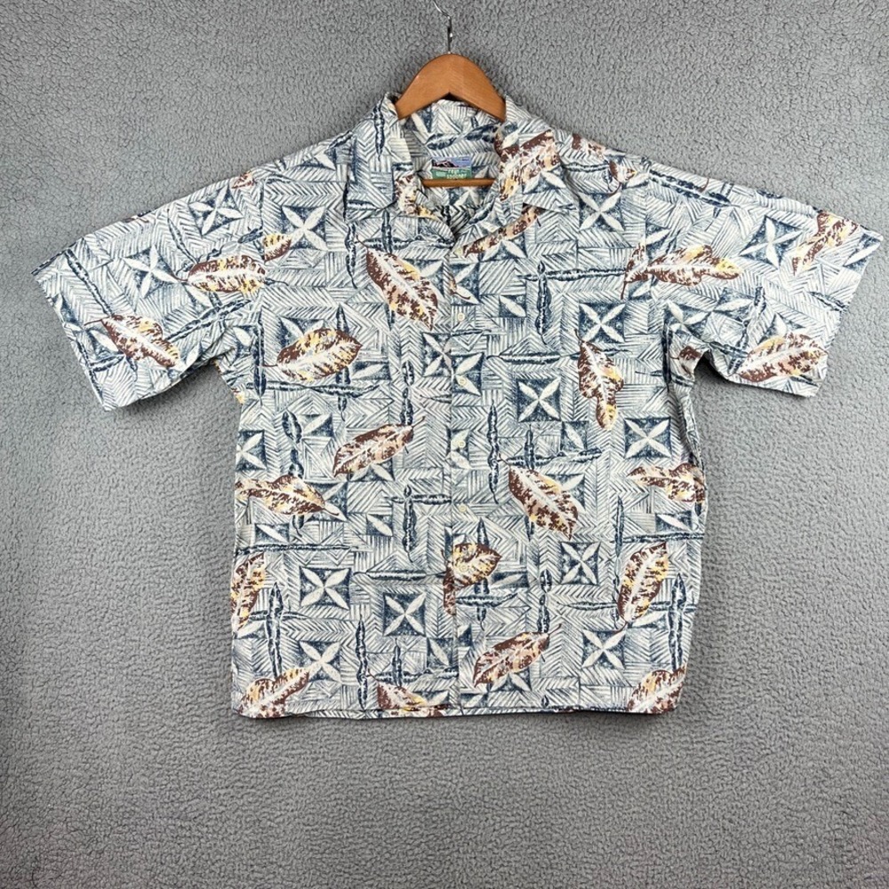 Vintage Reyn Spooner Hawaiian‎ Shirt Floral Leafs Geometric Mens Size XL